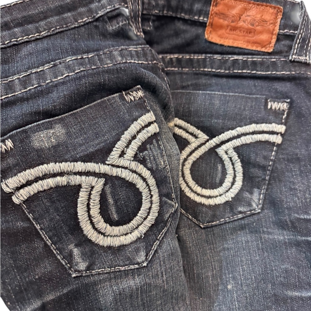 Big Star Women's Boot Cut Jeans - Dark Blue with White Stitching